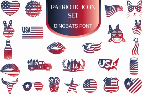 Elevate Your Brand with Patriotic Icon Set Font