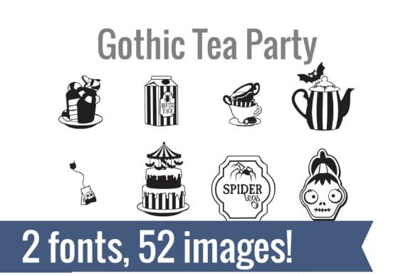 Gothic Tea Party Dingbats Font for Whimsical Craft Projects
